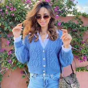 NWT ZARA Blogger Jewel Button Cable Knit Sweater